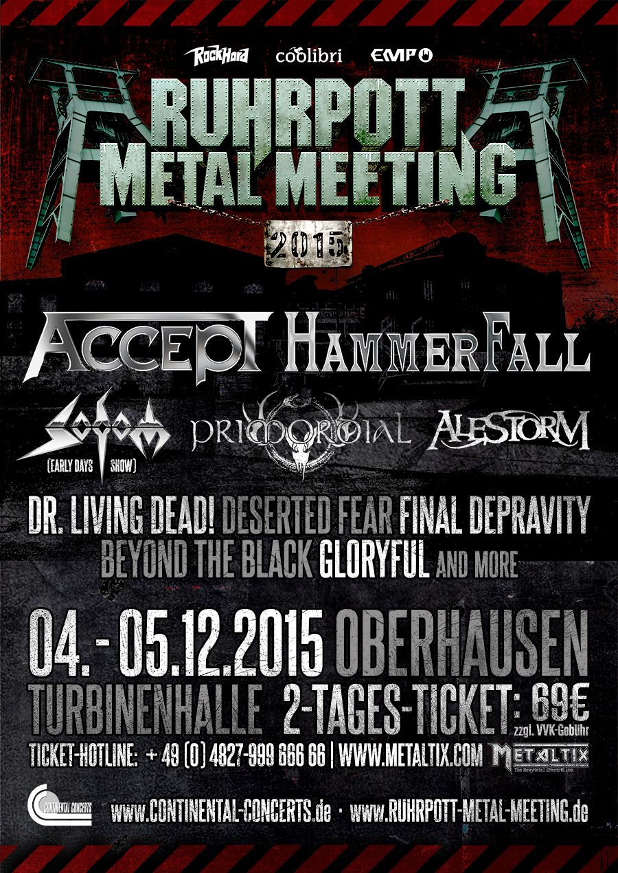 Ruhrpott Metal Meeting: Accept, Hammerfall, Sodom, Primordial und weitere Bands bestätigt