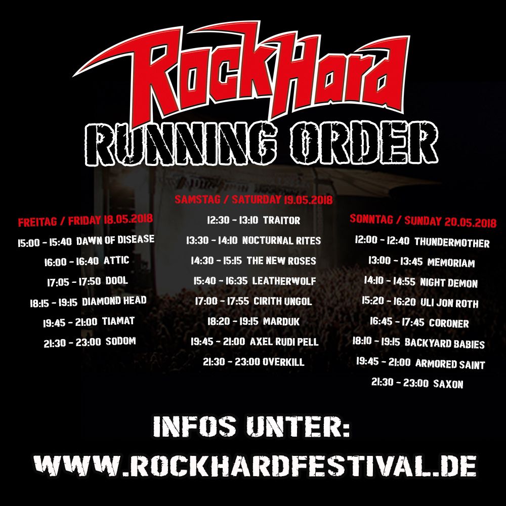 Rock Hard Festival 2018: Running Order online und Tagestickets verfügbar