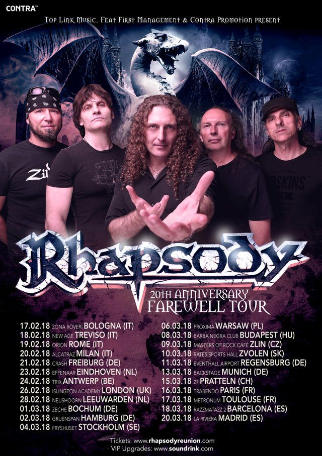 Rhapsody geben "20th Anniversary Farewell Tour"-Europadaten bekannt