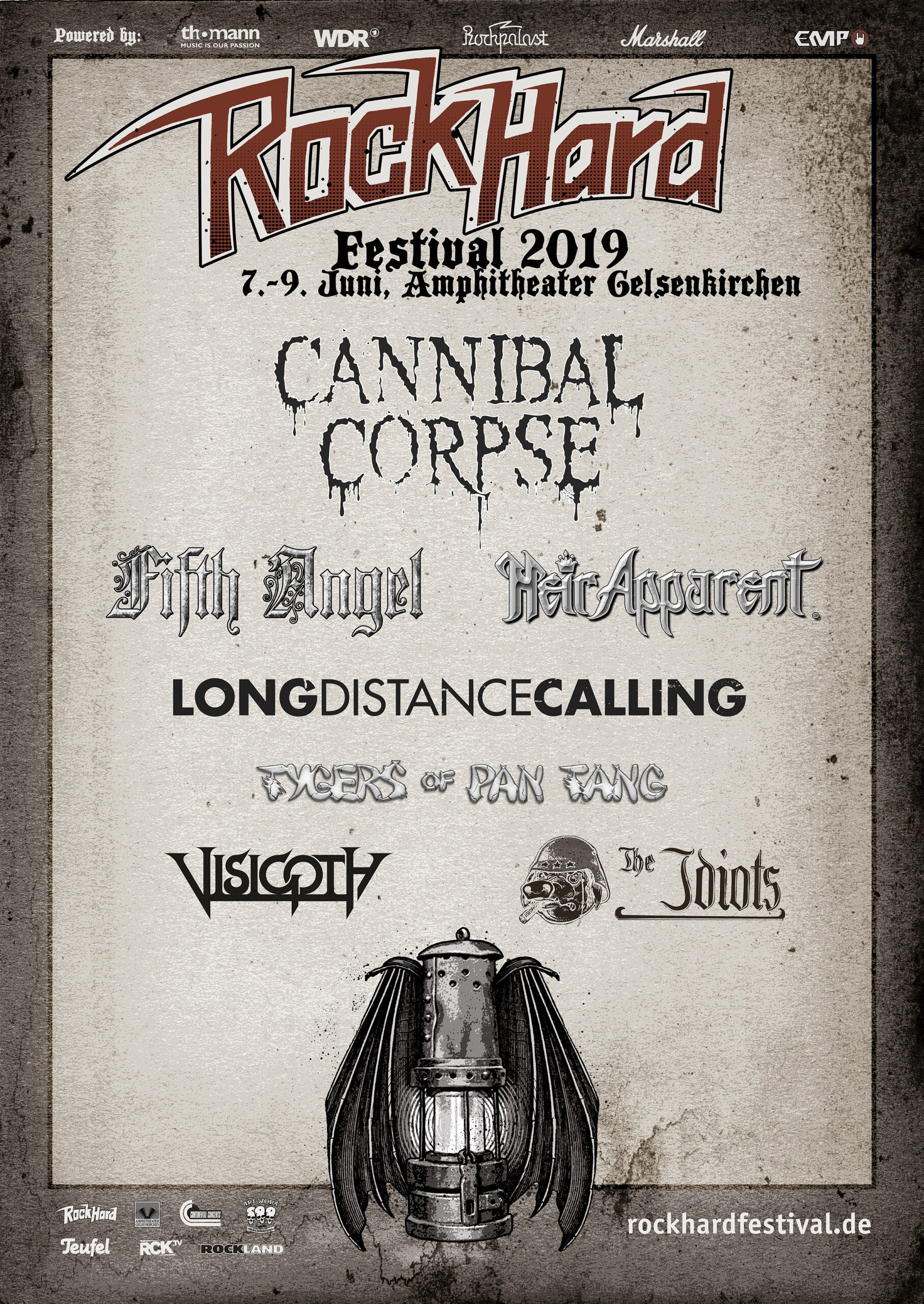 Rock Hard Festival 2019: Cannibal Corpse, Fifth Angel, Long Distance Calling, Heir Apparent, Tygers Of Pan Tang, Visigoth und The Idiots bestätigt