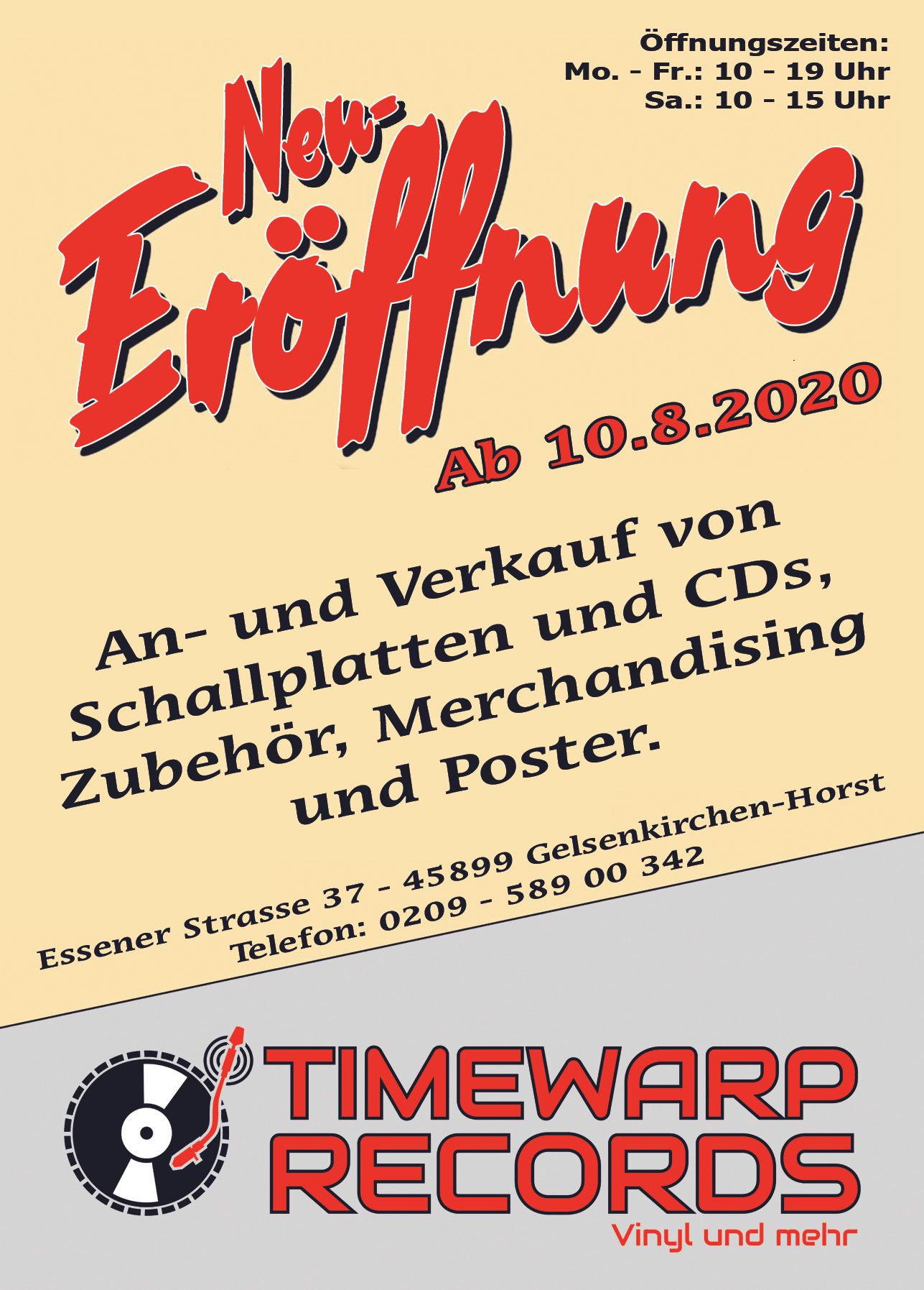 Timewarp Records eröffnet am 10. August in Gelsenkirchen
