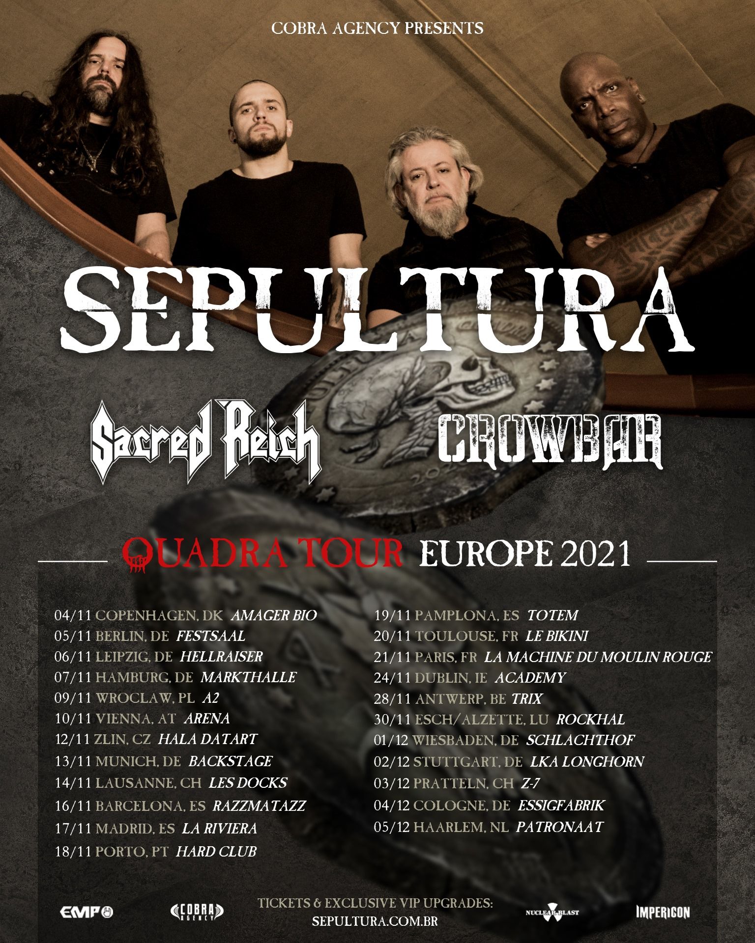 "Quadra"-Europatour 2021 mit Sacred Reich und Crowbar angekündigt