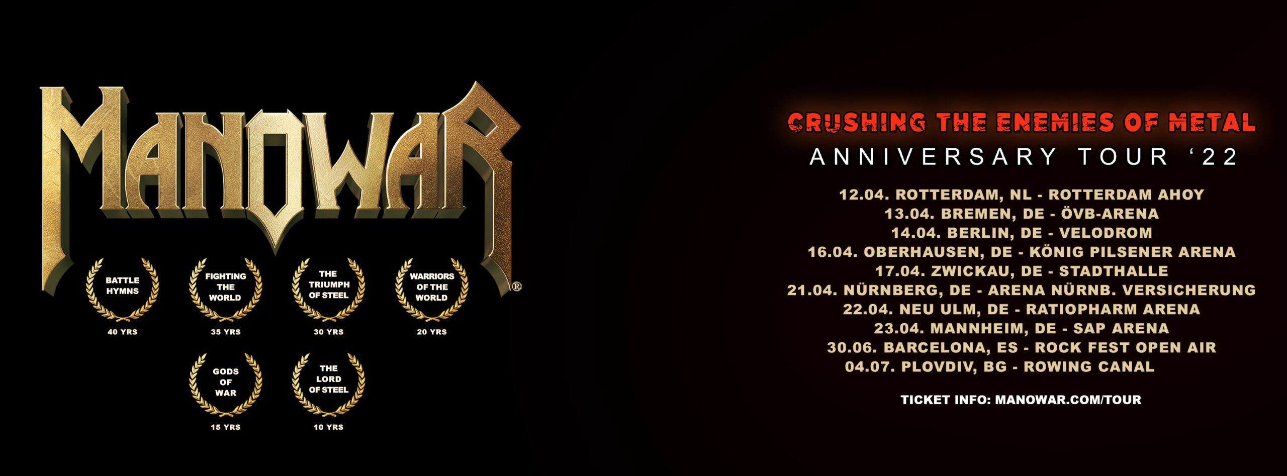 "Crushing The Enemies Of Metal Anniversary Tour '22" angekündigt