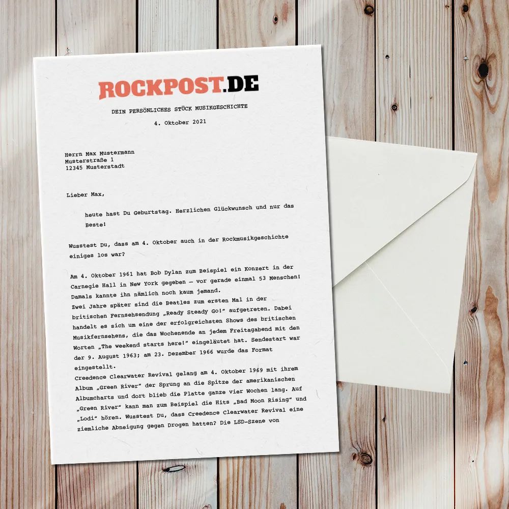 "Rockpost": Geschenkbrief für Rock-Fans zu feierlichen Anlässen geht an den Start