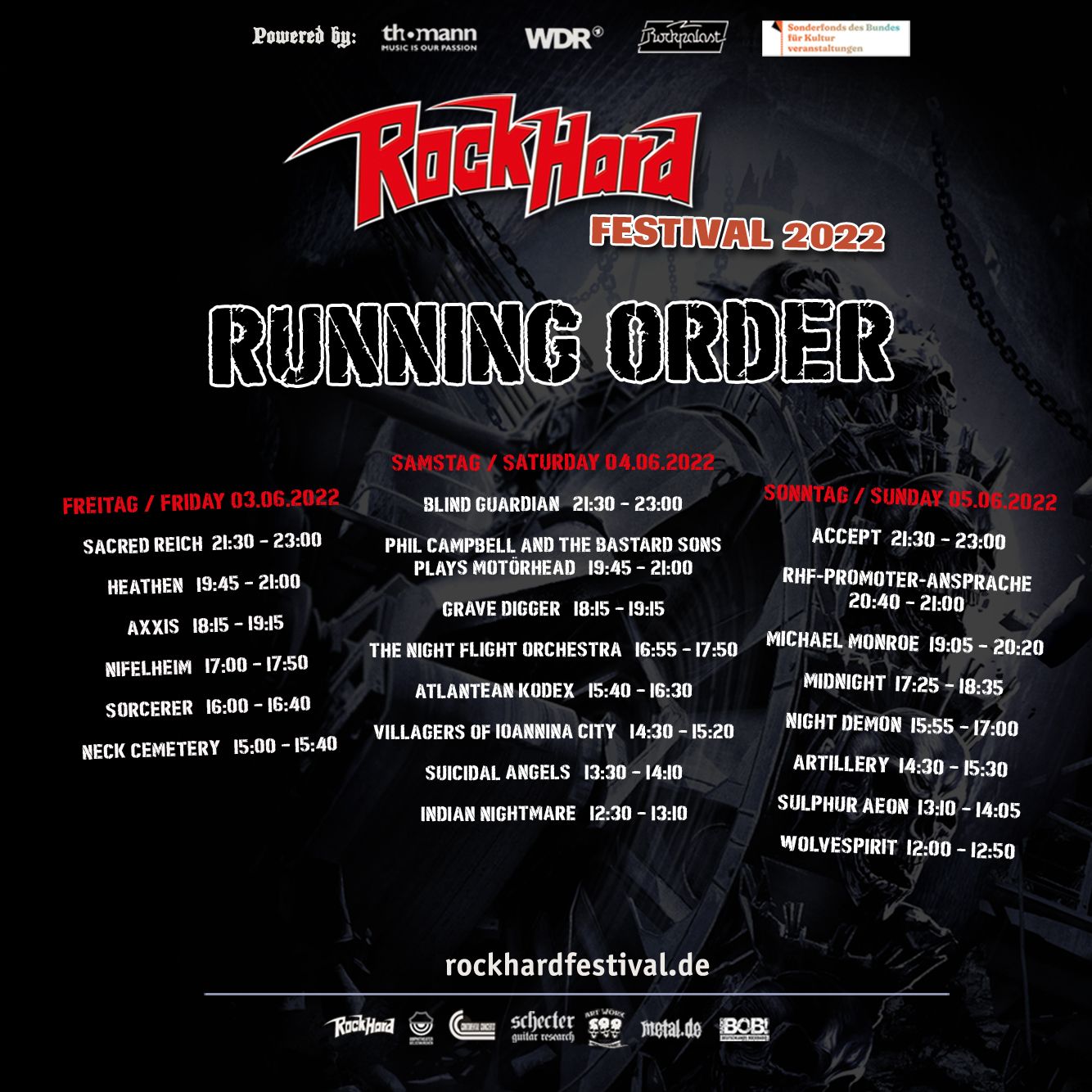 Rock Hard Festival: Running Order mit Spielzeiten veröffentlicht