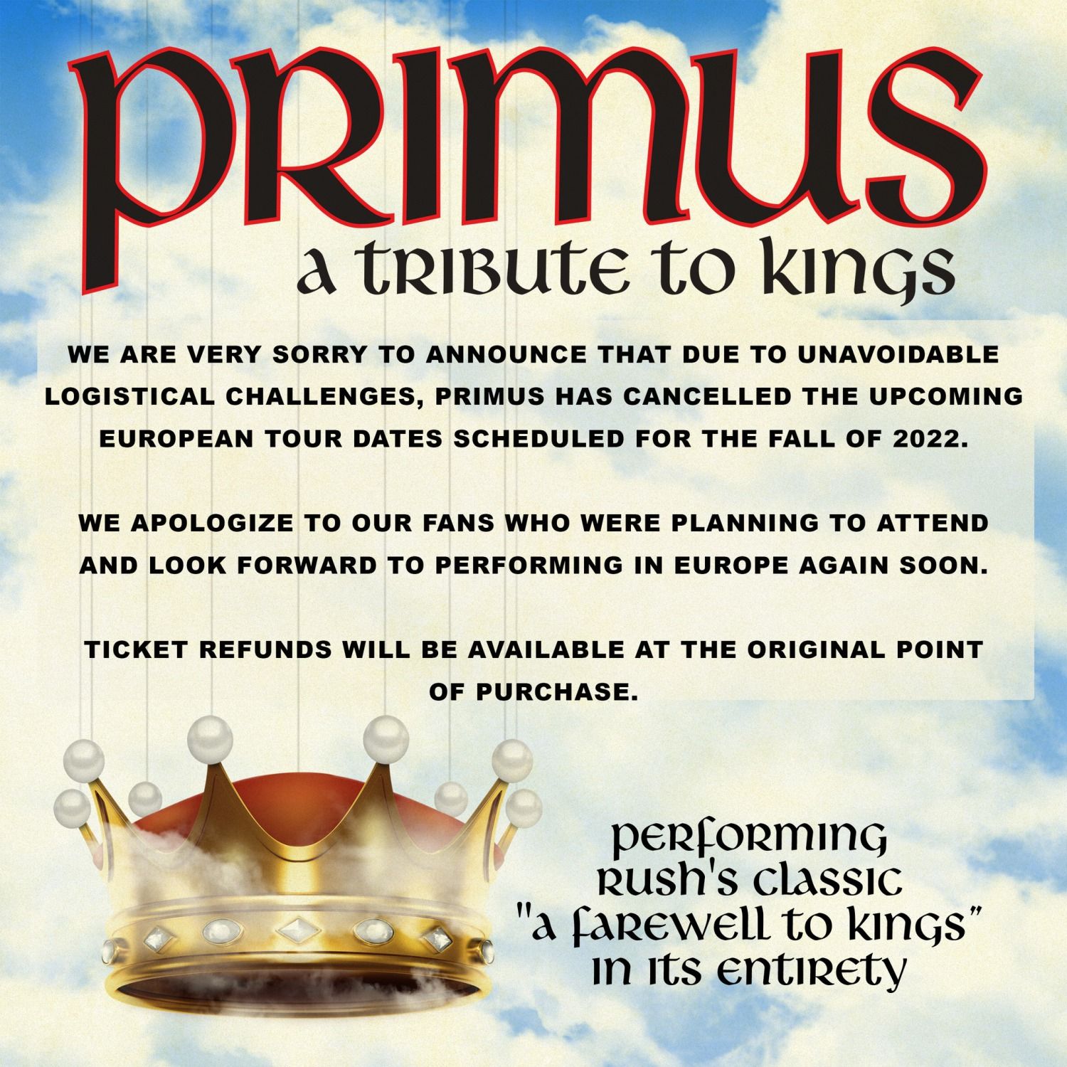 Europa-Abschnitt der "A Tribute To Kings"-Tour abgesagt