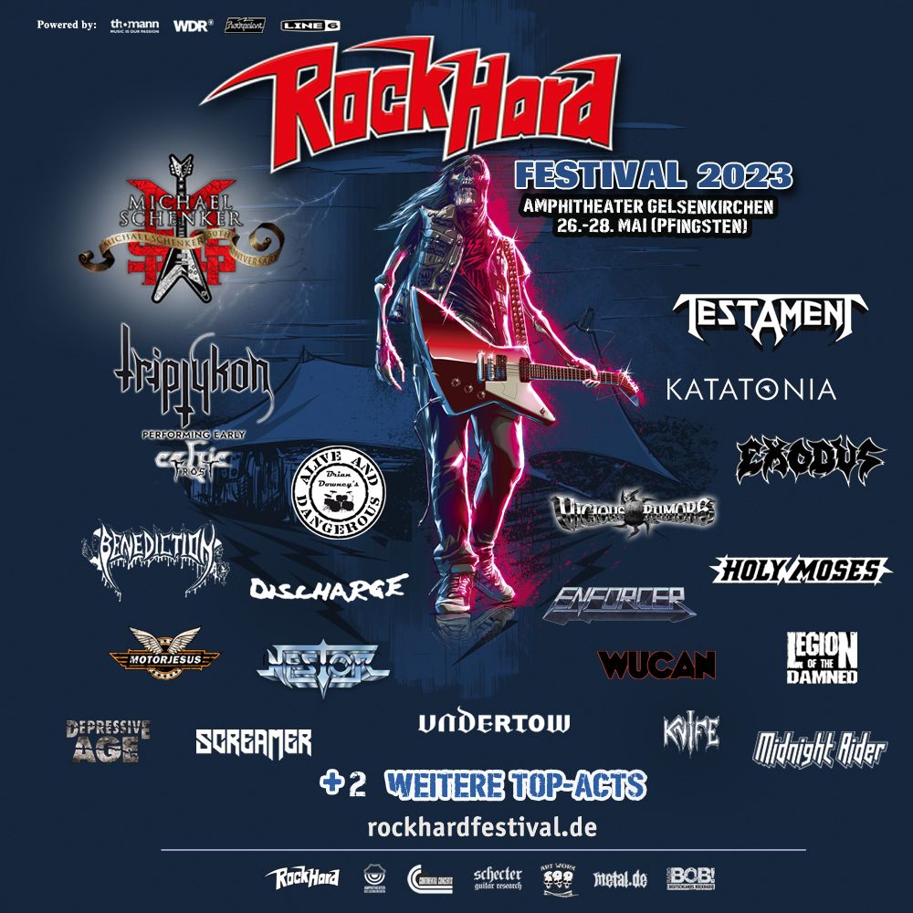 Rock Hard Festival 2023: Katatonia, Vicious Rumors, Enforcer, Motorjesus, Wucan, Screamer, Undertow und Midnight Rider bestätigt