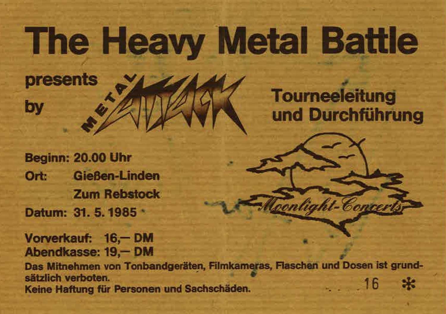 The Heavy Metal Battle Ticket 1985