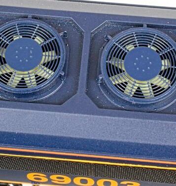 Cooling fans and etched grilles.