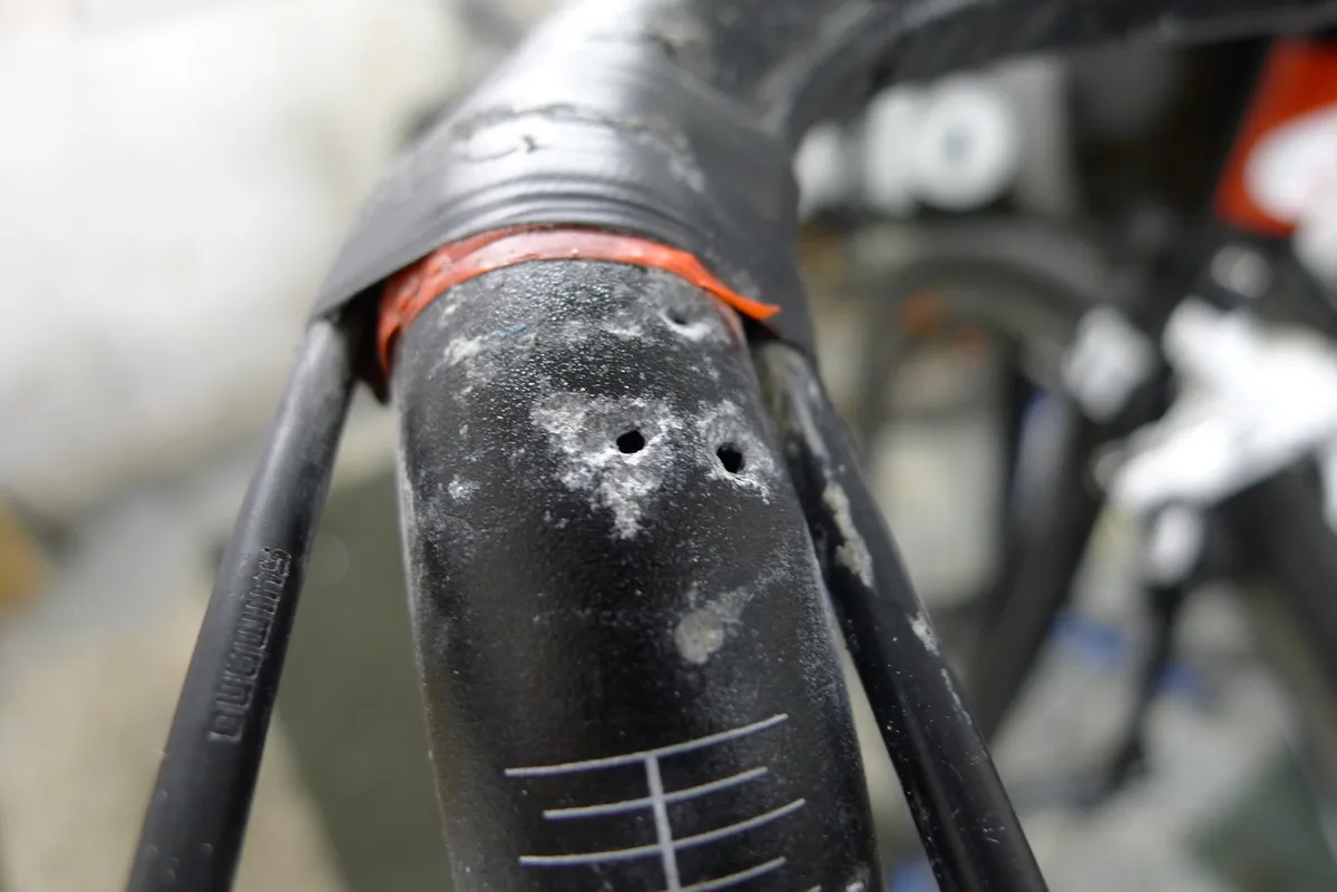 Corrosion on handlebar pinhole damage