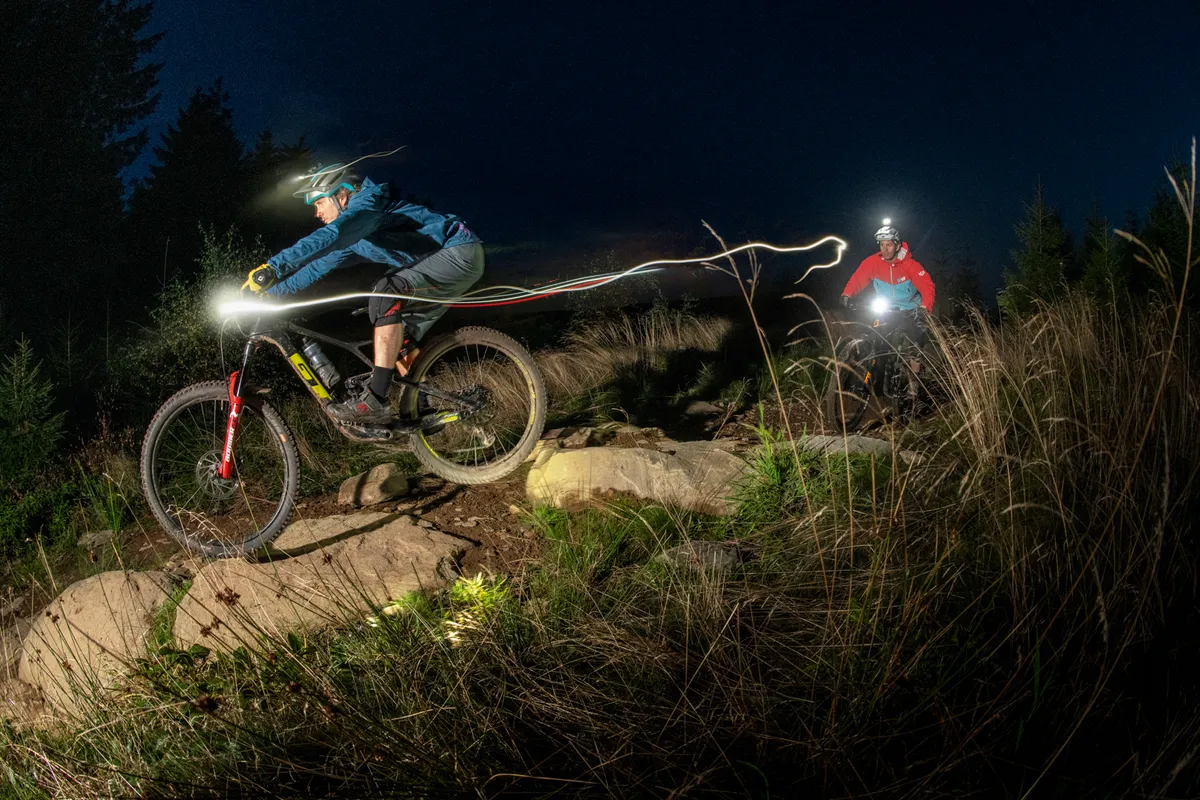 Mountain biking at night, night riding – Bikepark Wales after hours. PIC © Andy Lloyd www.andylloyd.photography