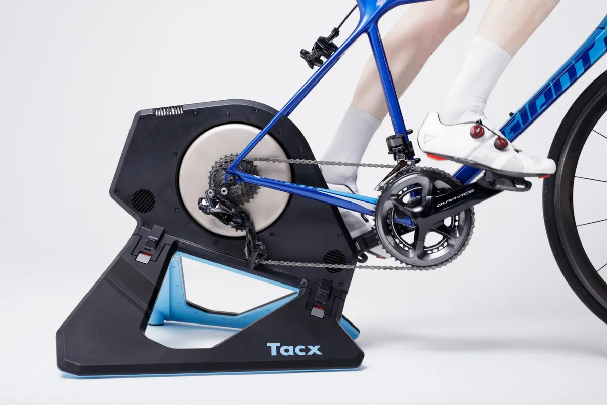 Cyclist using a Tacx Neo 2T smart trainer