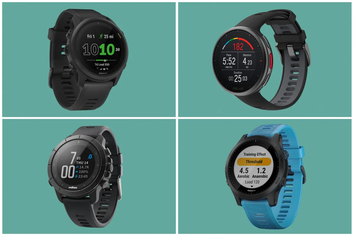 Collage showing of the best smartwatches for cycling