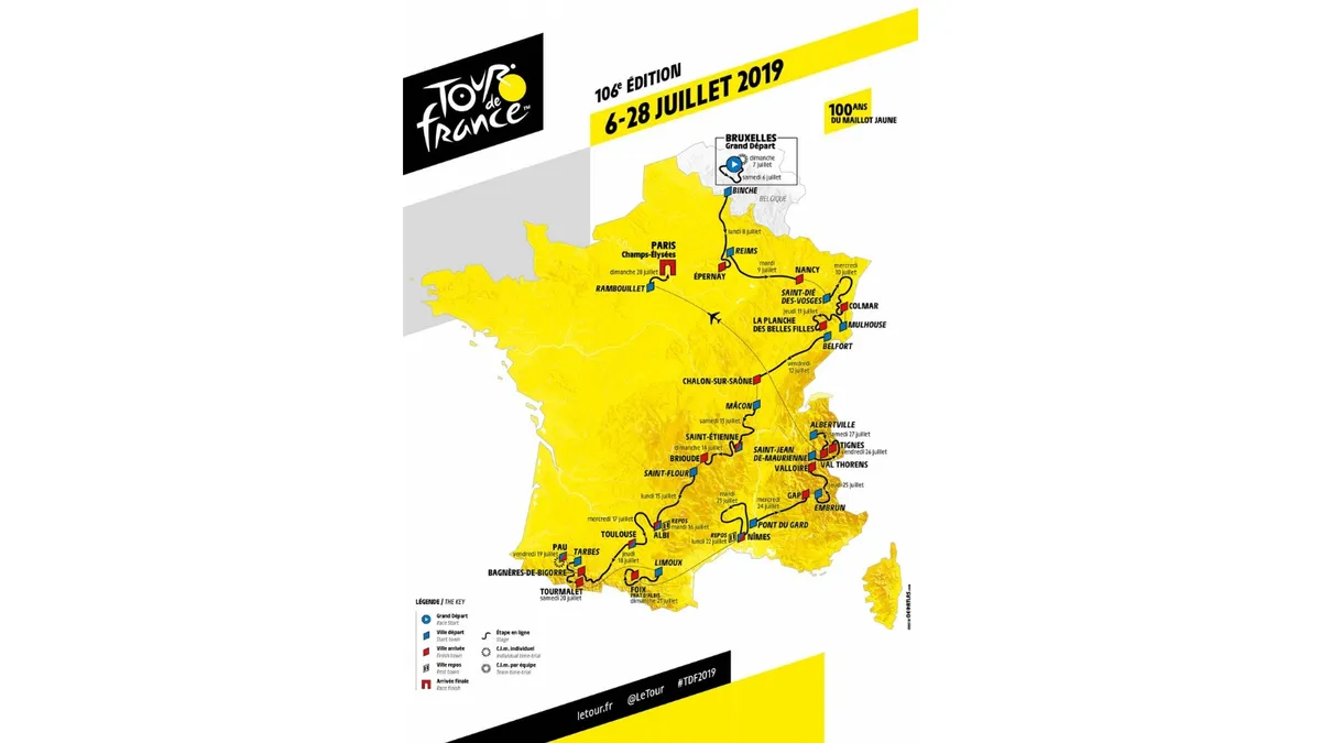 Tour de France 2019 route map