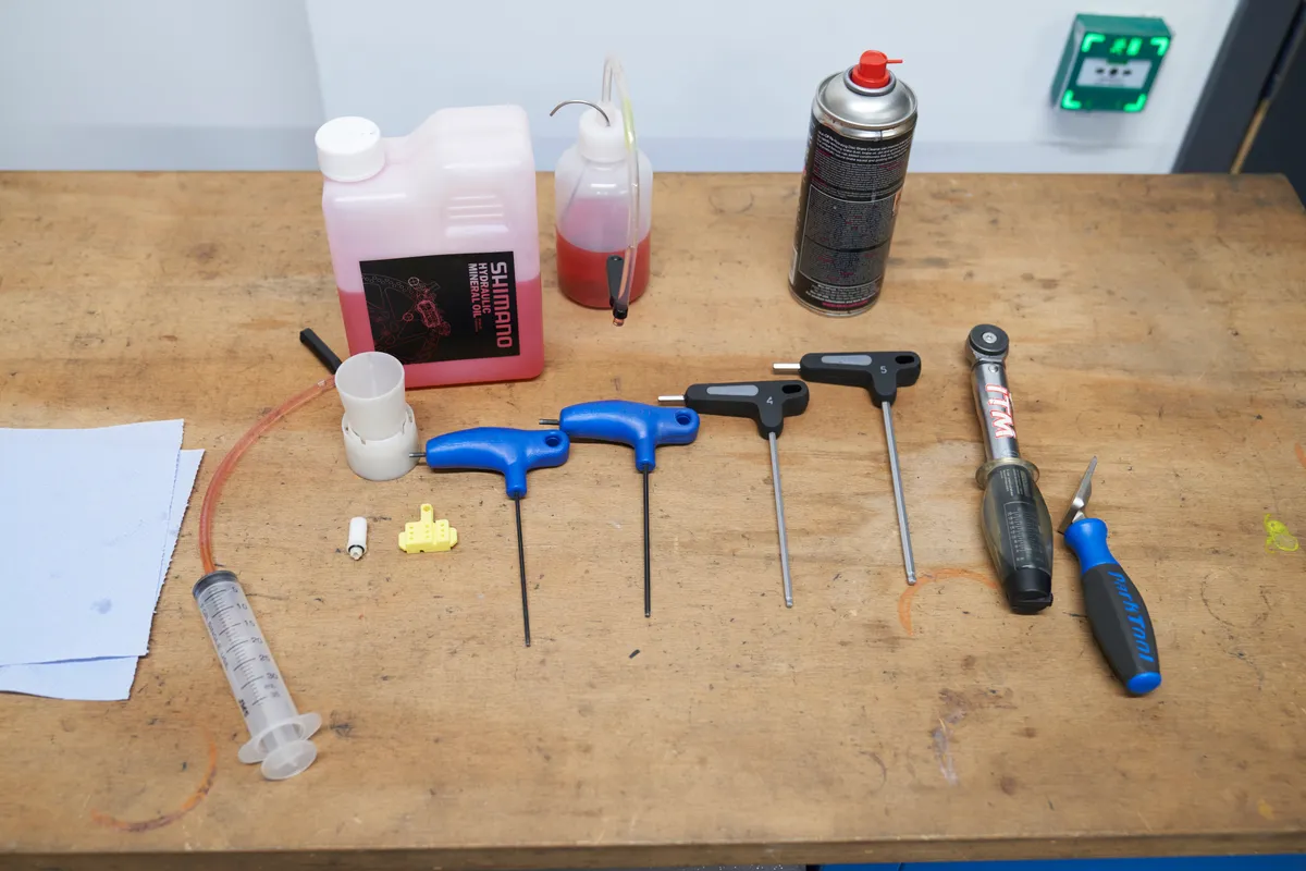 Tools required to bleed Shimano hydraulic disc brakes