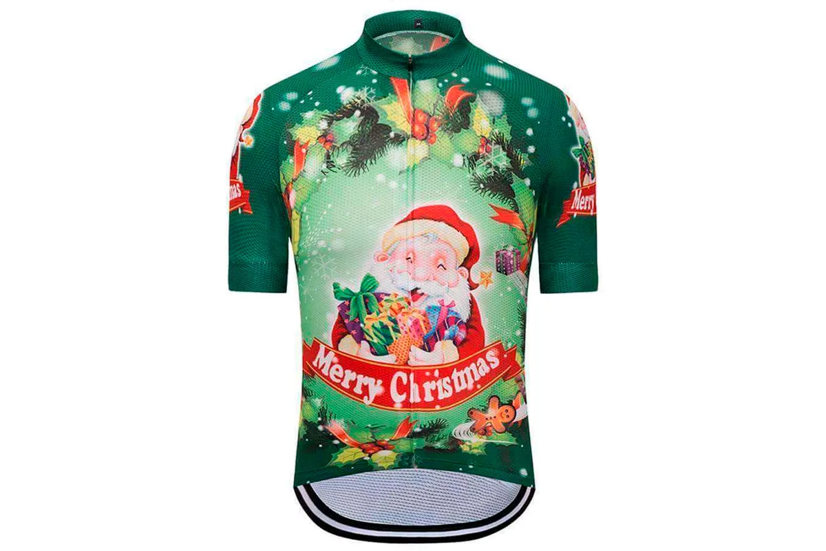 Christmas Holly Santa Green Men’s Cycling Jersey