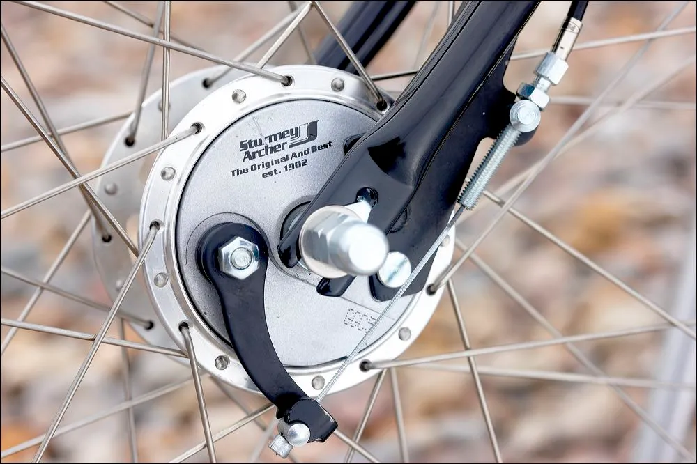 Sturmey drum brakes are not great stoppers, but look cool