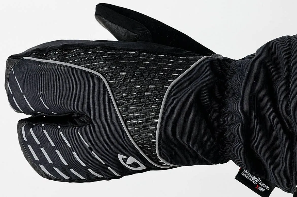 Lobster style gloves are great for cold and wet riding