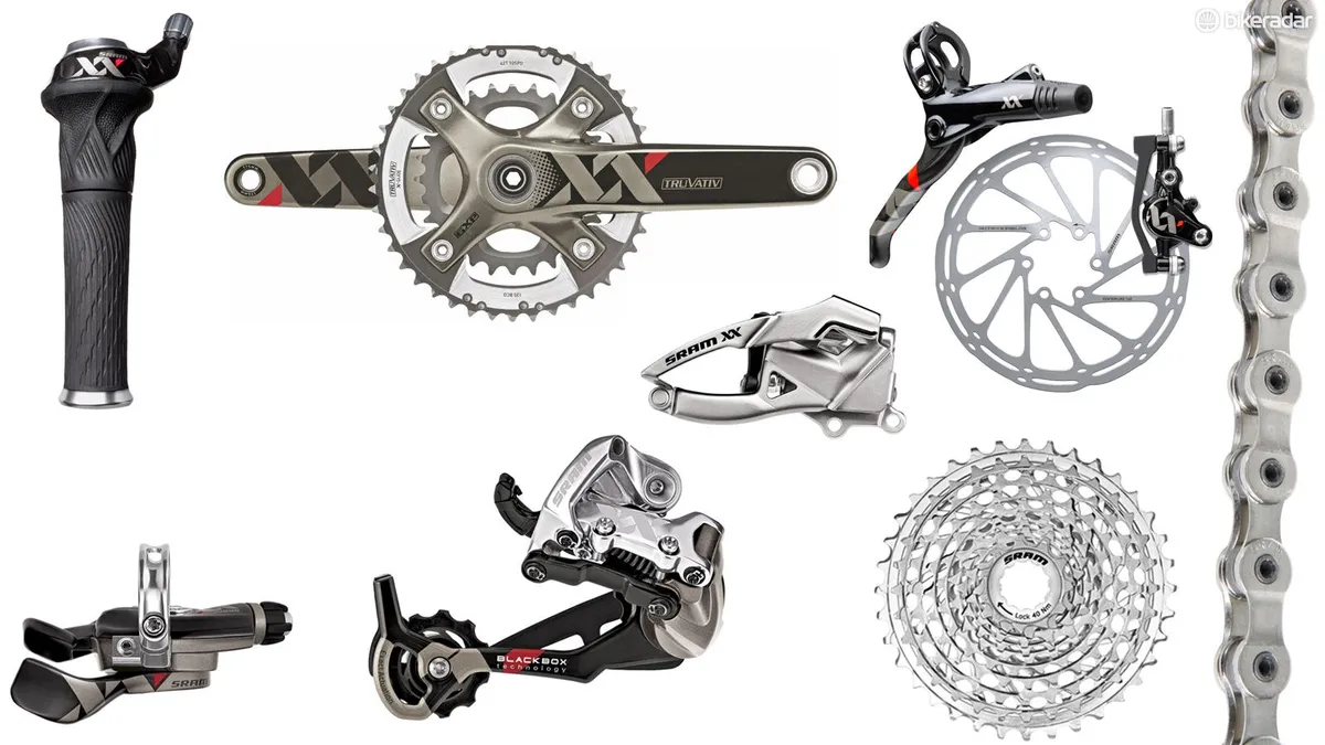 SRAM XX is a 2x10 cross-country-race-focused groupset. While still available, it has been surpassed by SRAM's 1x11 and 1x12 mountain groups