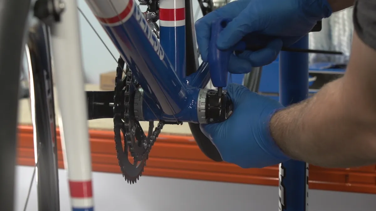 You'll need to remove the crankset in order to get at the chainrings