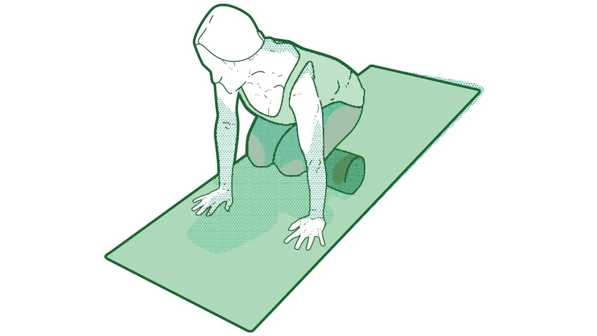 Correct position for foam rolling your shins.
