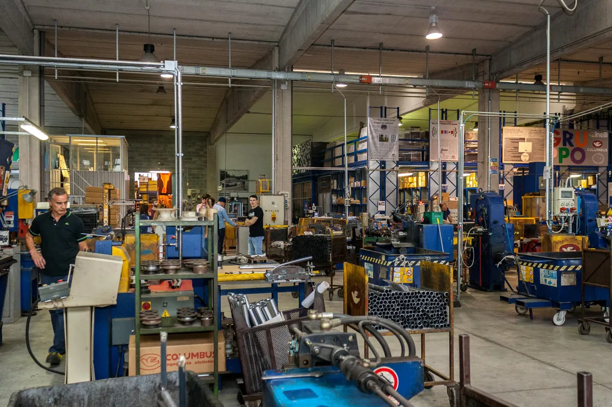A view of the factory floor, from near the entrance. It’s a small, efficient operation