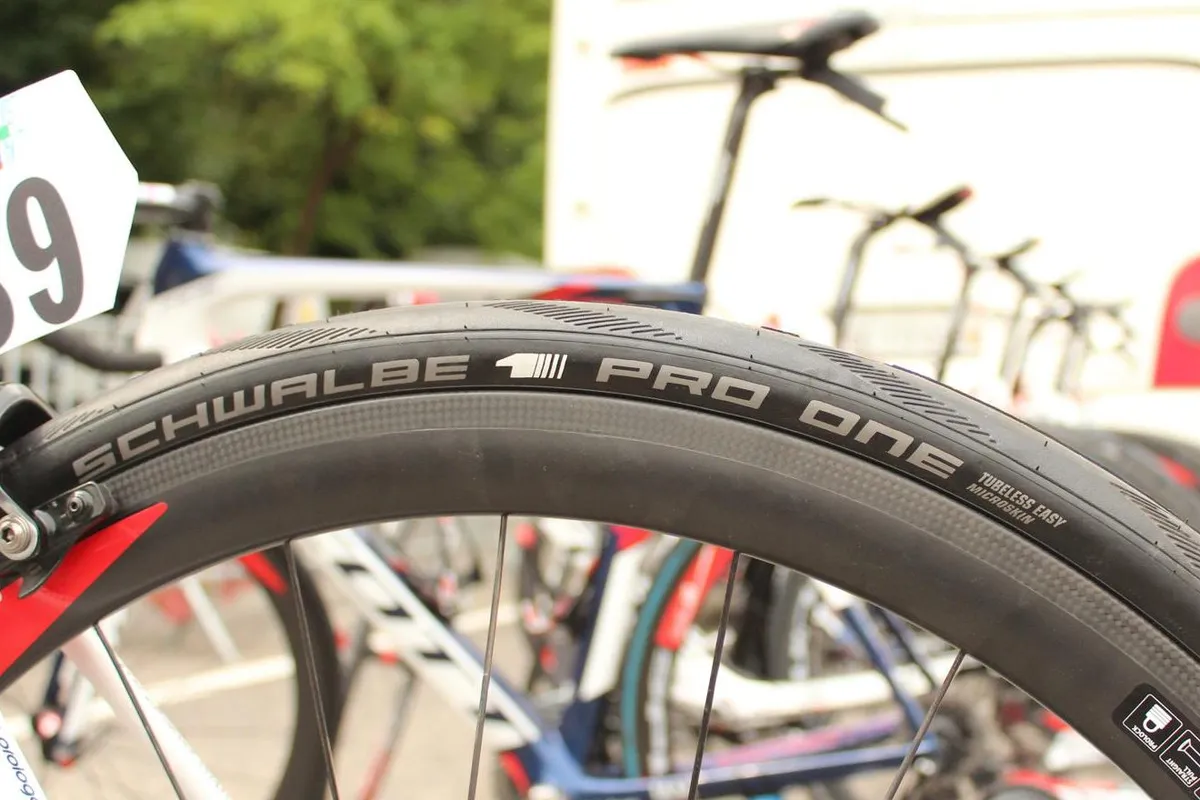 IAM Cycling was the sole team on tubeless, Schwalbe's new Pro One tubeless option that we first saw at Paris-Roubaix this year