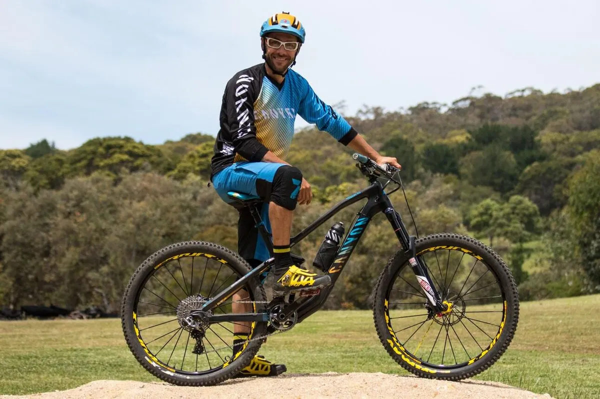 Fabien Barel and his 2015 Canyon Strive CF Team Race 'training' bike