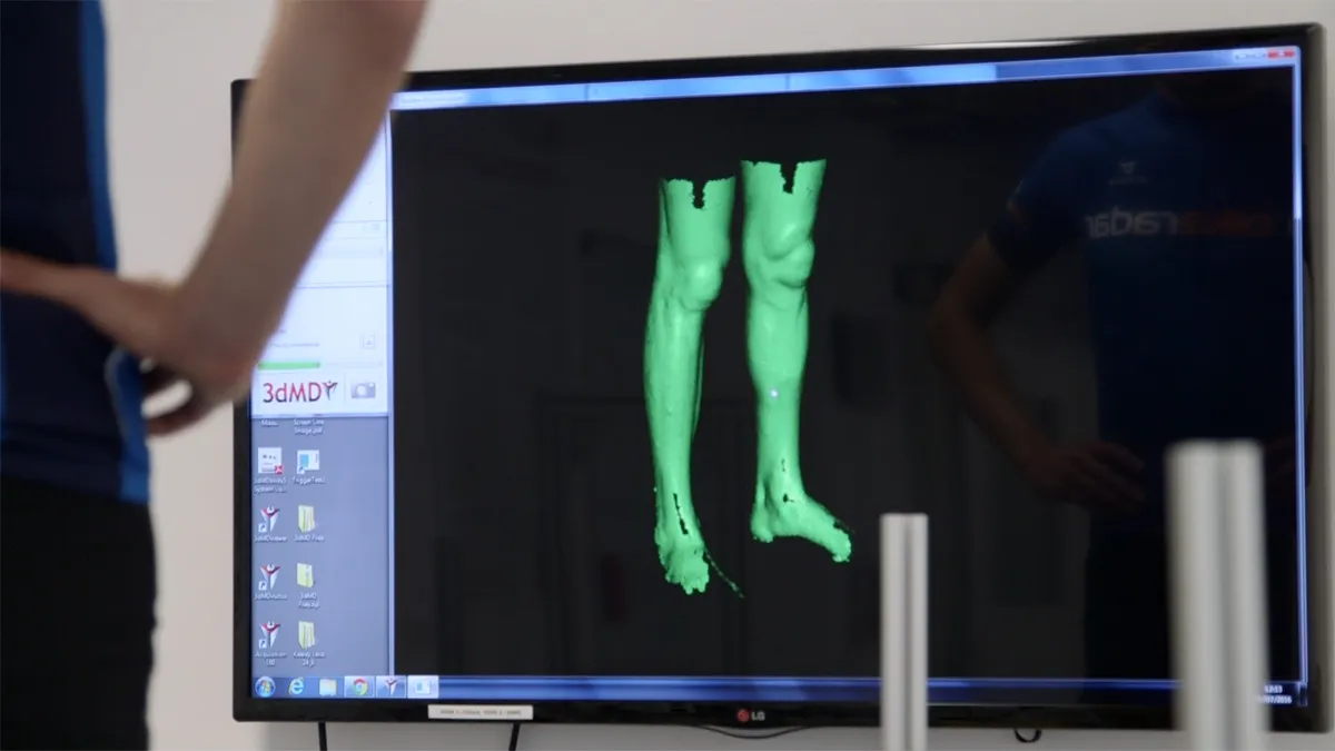 Body scanning creates a highly detailed model of a rider's legs and tracks changes over time