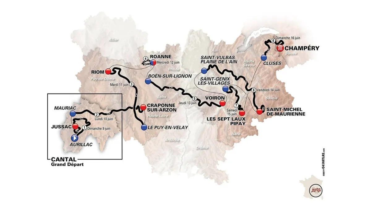 Criterium du Dauphine 2019 route map
