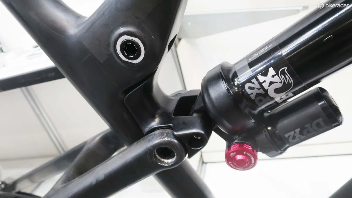 Close up of chassis and link with shock