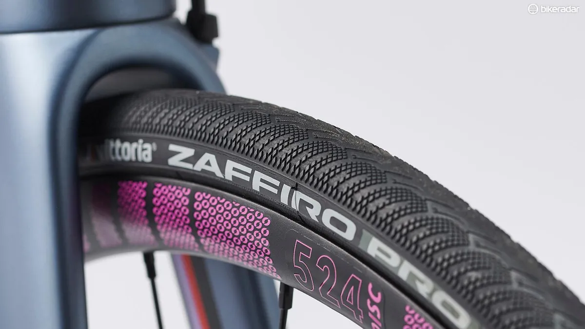 Close-up detail of the Vittoria Zaffiro tyres