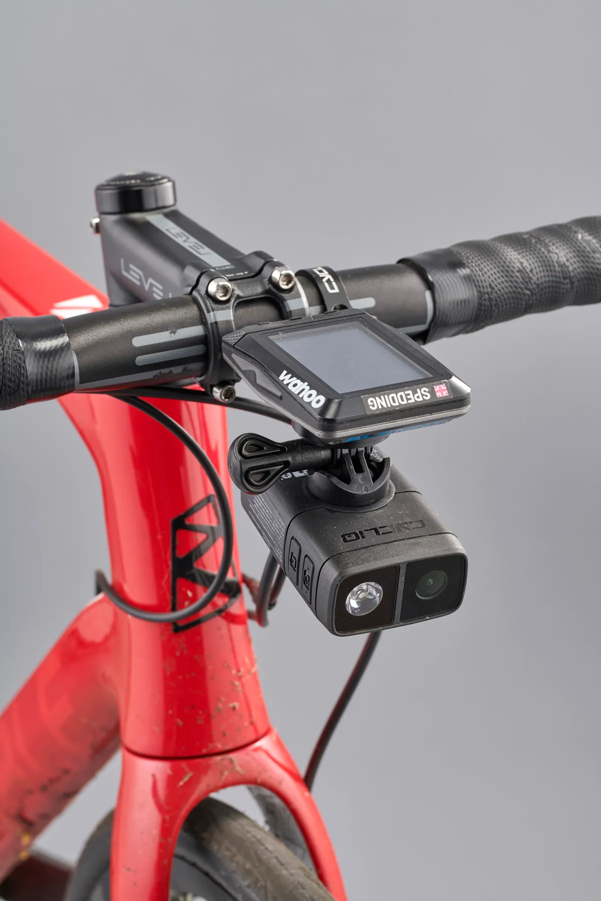 Wahoo Element GPS computer and Cycliq Fly 12CE light and camera mounted to a Ribble Endurance SL