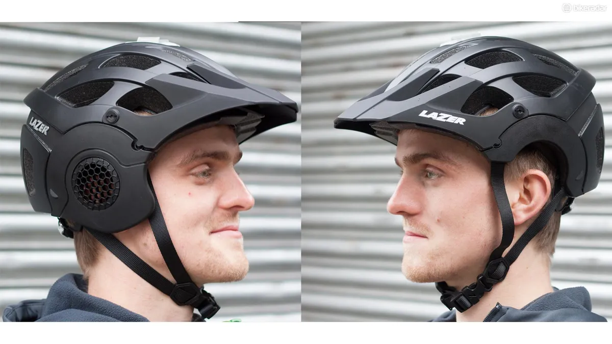 male cyclist wearing helmet