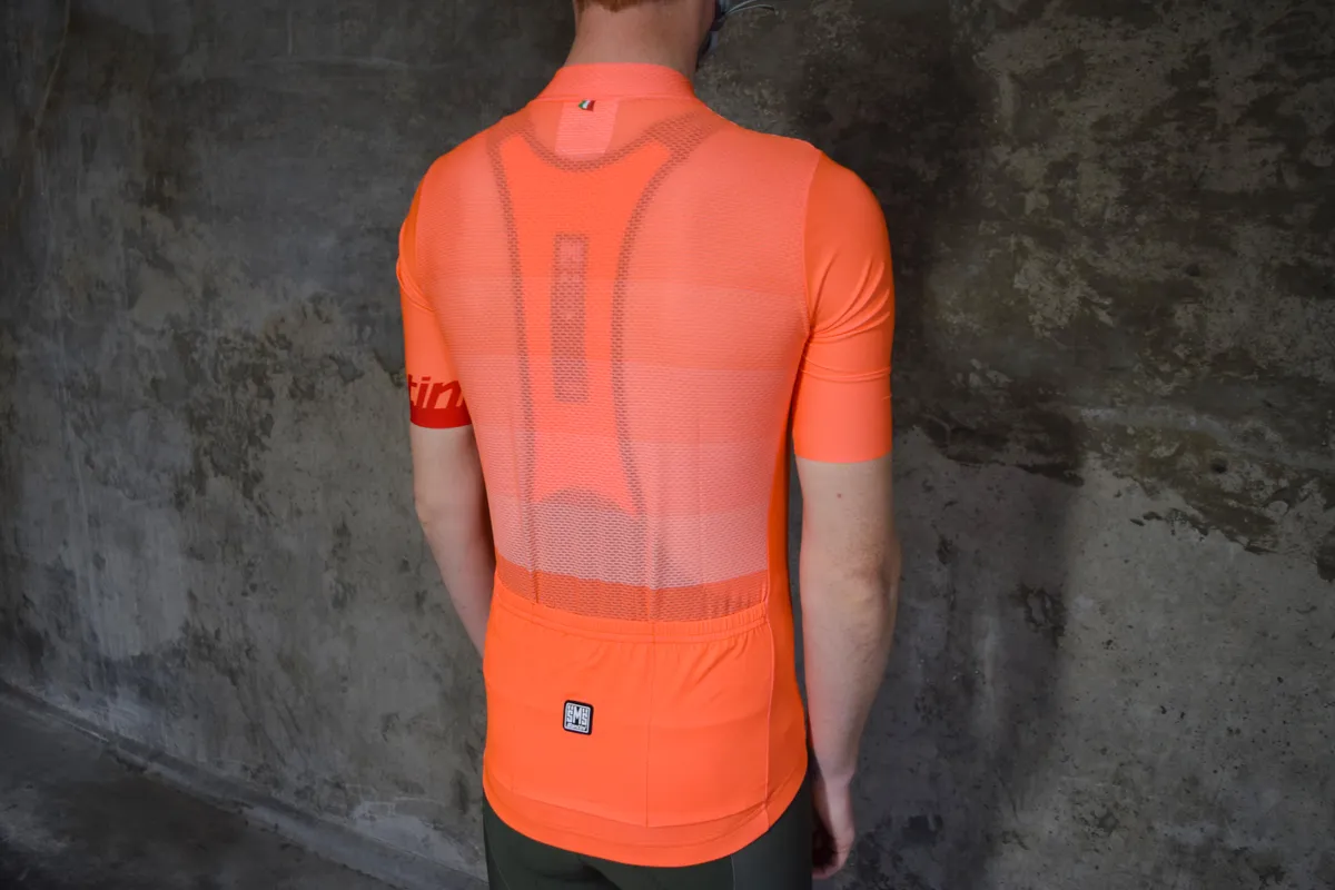 Santini orange-coloured cycling jersey