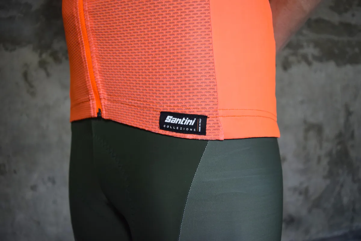 Santini orange-coloured cycling jersey