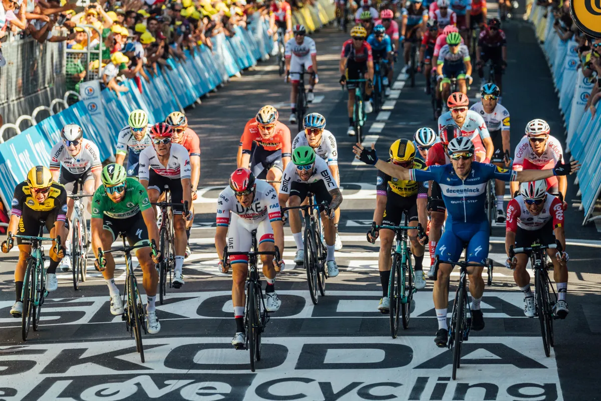 Elia Viviani winning stage four of the 2019 Tour de France