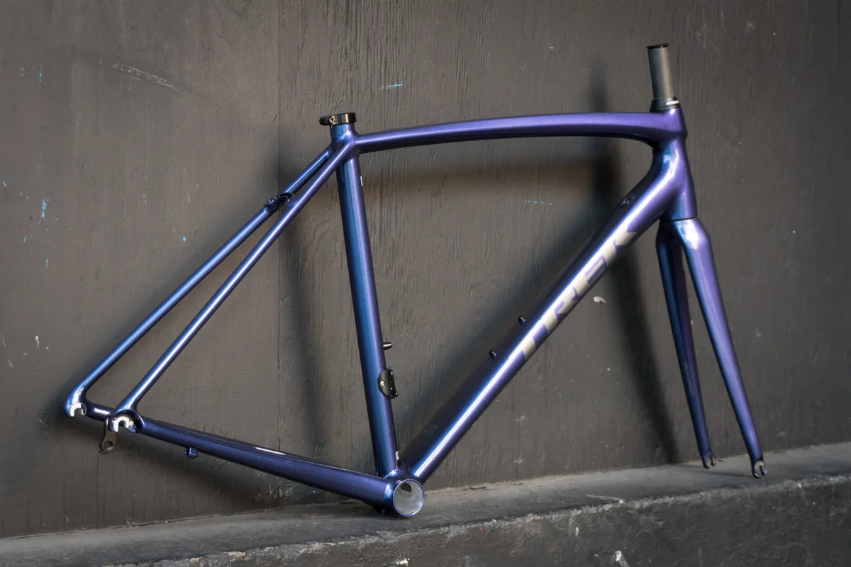 Purple road bike frameset