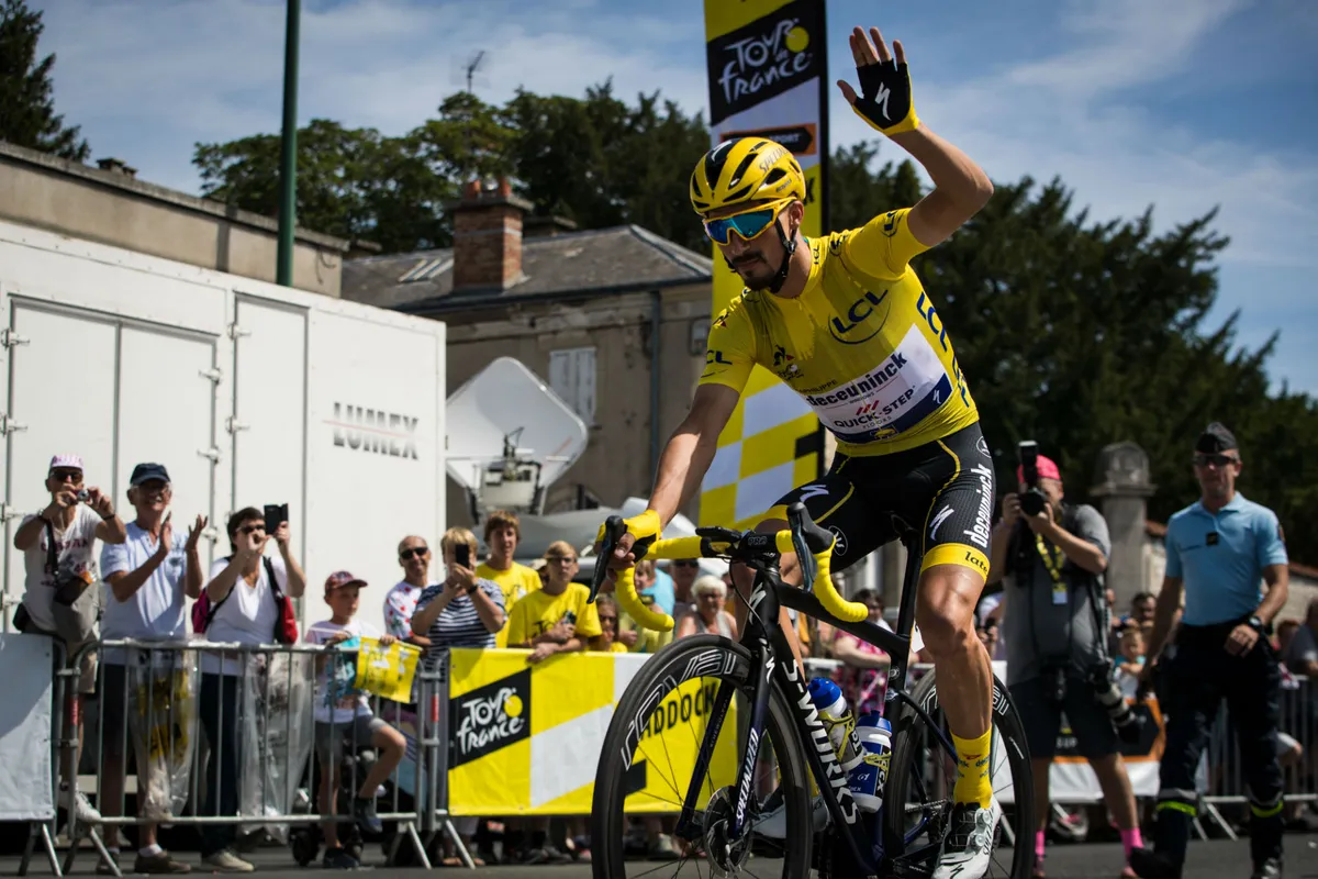 Julian Alaphilippe in the yellow jersey of the Tour de France