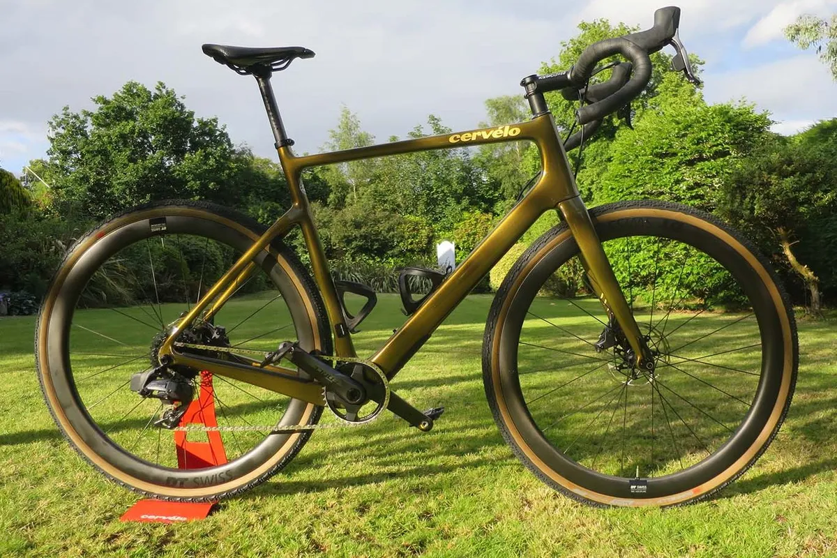 gold gravel road bike