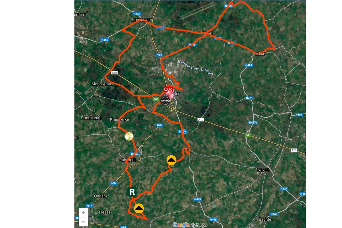 Map of Stage 3 of the 2019 BinckBank Tour