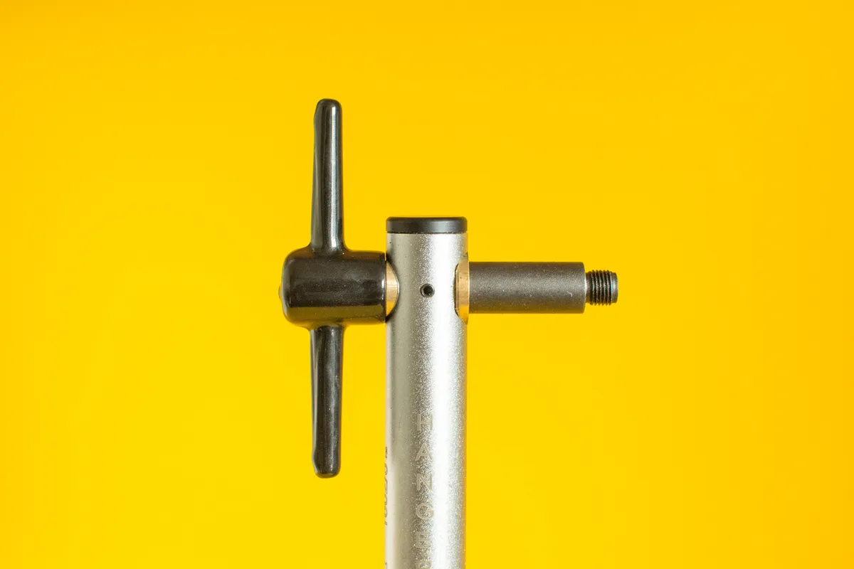 Detail of bicycle derailleur hanger alignment tool
