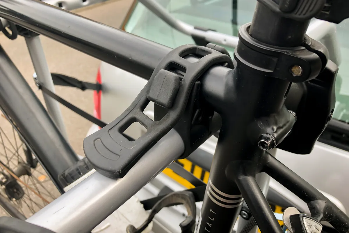 Thule FreeWay3 boot-mounted bike rack loaded with two road bikes