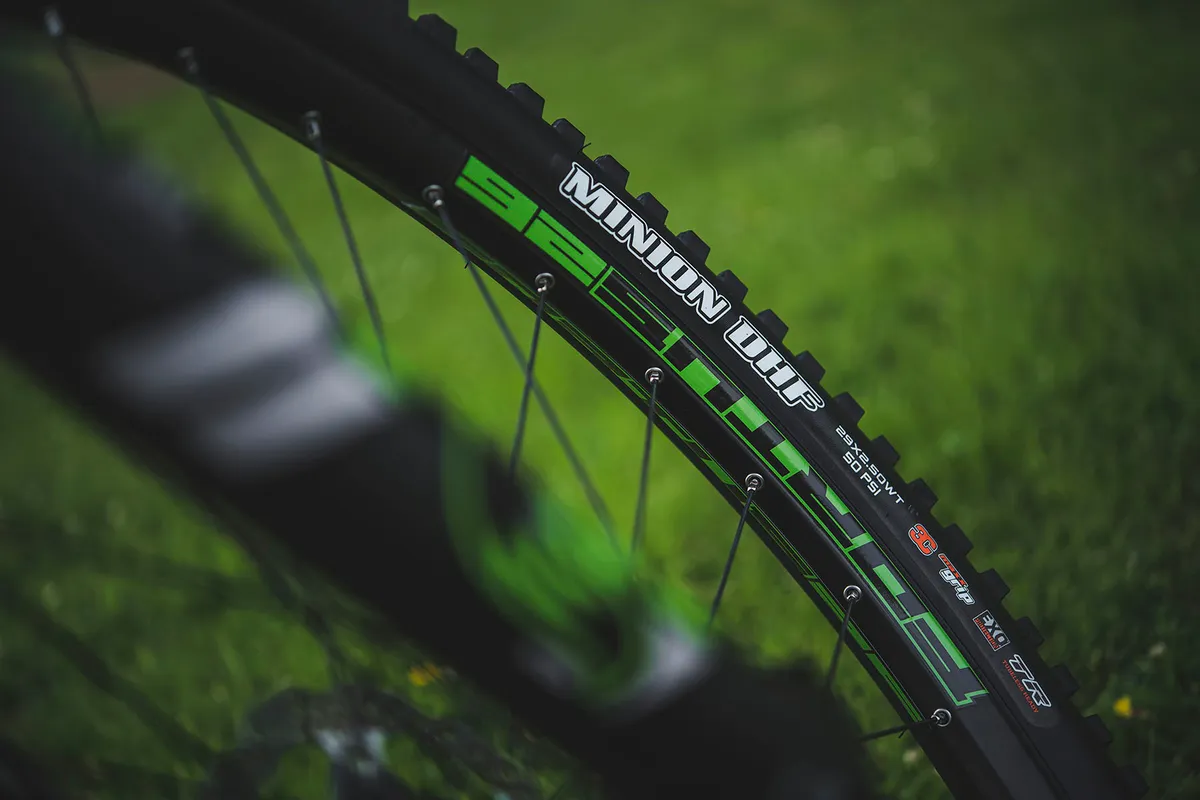 The Maxxis Minion DHF tyre on Fortus rim