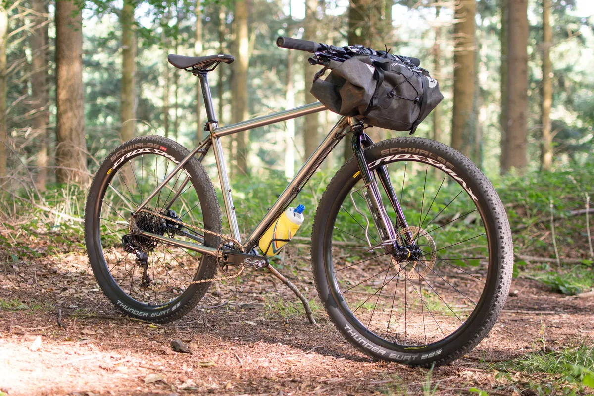 Retro style mountain bike in woods