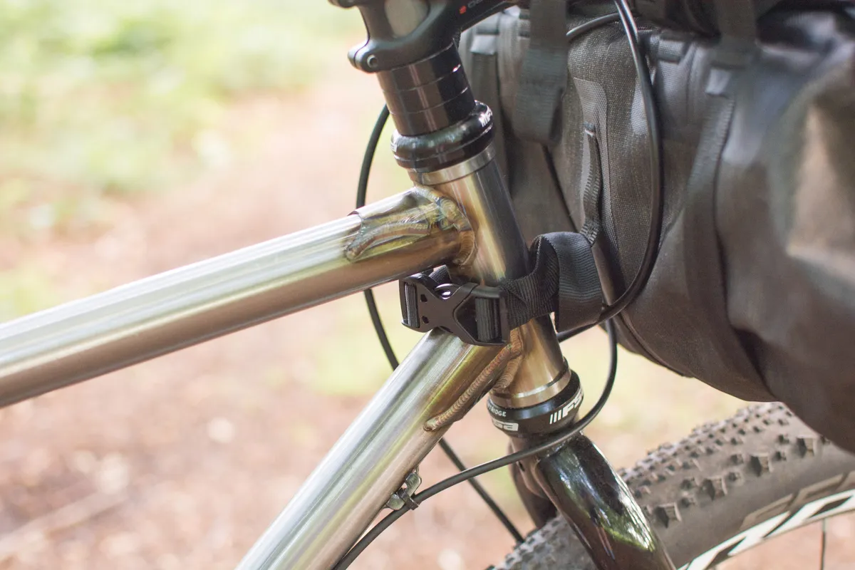 Head tube welds on steel mountain bike
