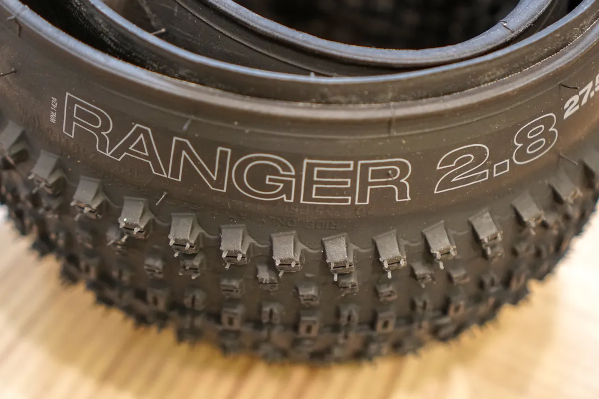 WTB Ranger tyres 27.5 x 2.8in writing close up