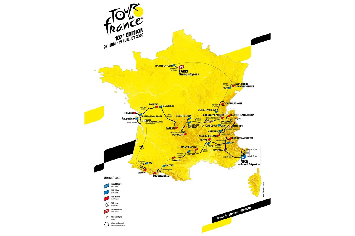 2020 Tour de France route map