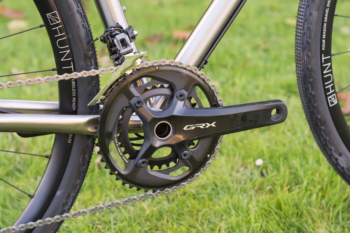 GRX double cranks on Enigma titanium gravel bike