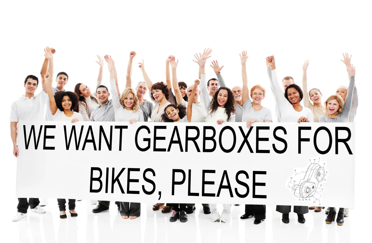 An artist's impression of a small but vocal crowd that want a gearbox solution for bikes